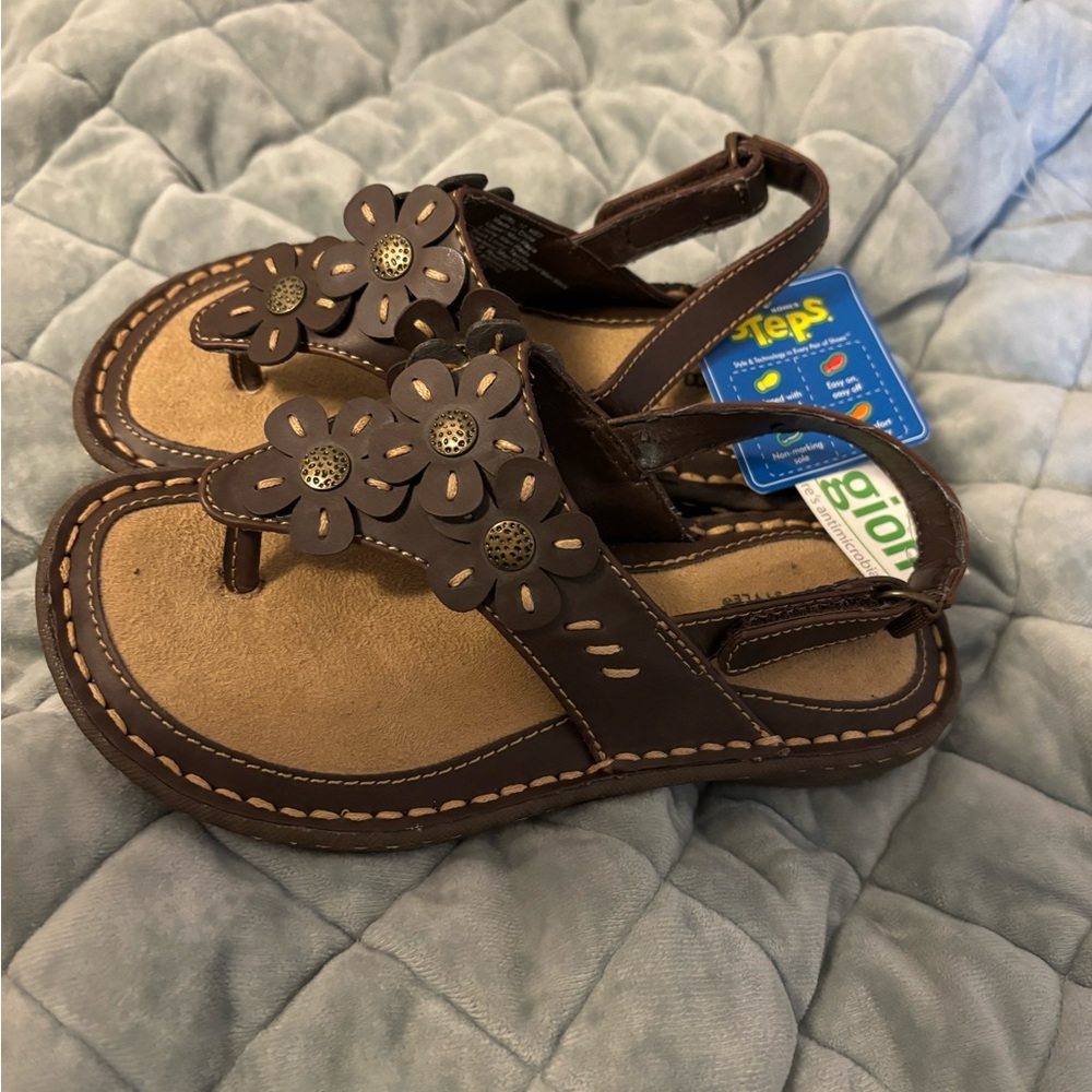 Brown Floral Kids Sandals